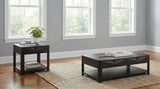 Marcelo 2-piece coffee and end table set with storage, angled front view