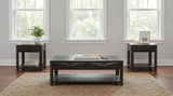 Marcelo 3-piece coffee table set with storage, front view