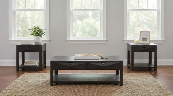 Marcelo 3-piece coffee table set with storage, front view