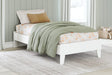 Hallityn White Twin Platform Bed front angle view