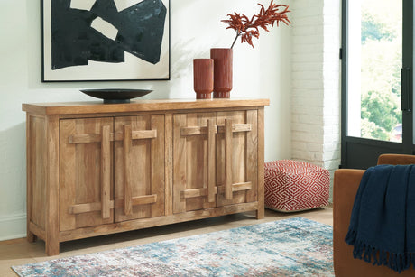 Dresor Natural Mango Wood Accent Cabinet front angle