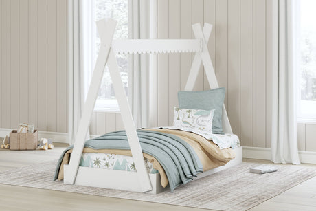 Hallityn White Twin Tent Bed front angle