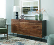 Darrey Natural and Brown Accent Cabinet front angle closed