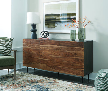 Darrey Natural and Brown Accent Cabinet front angle closed