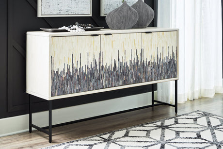 Freyton white and gray accent cabinet front view