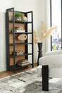 Abyard black and natural rattan bookcase angled view