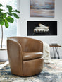 Kierreys Caramel Leather Swivel Chair front angle