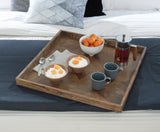 Heddford Brown Tray top view showing geometric wood pattern and honey brown finish