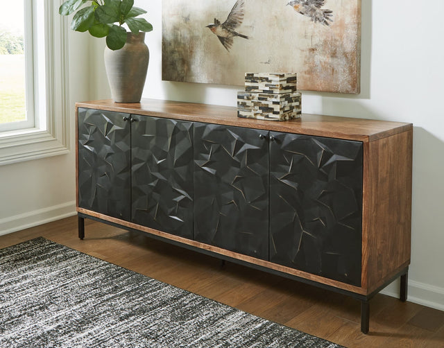 Dorannby Black and Brown Accent Cabinet front view