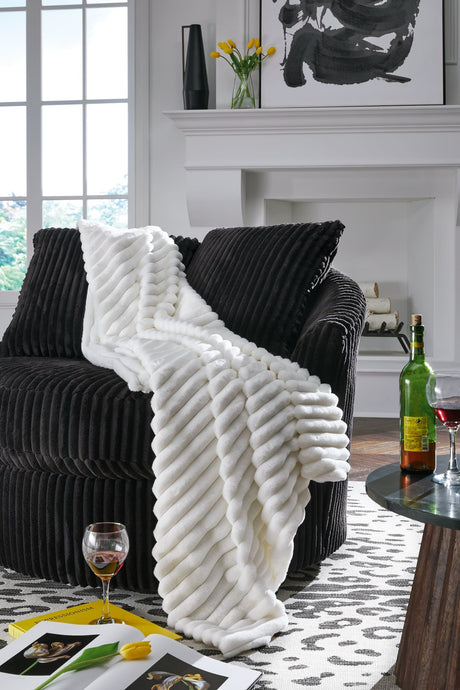Set of 3 Alsonwell White Faux Fur Throws folded