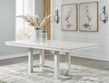 Robbinsdale Antique White Dining Extension Table, angled view with leaves extended