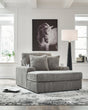 Lindyn Fog Velvet Chaise Lounge Chair front angle view