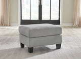Adlai Shadow Chenille Ottoman front angled view