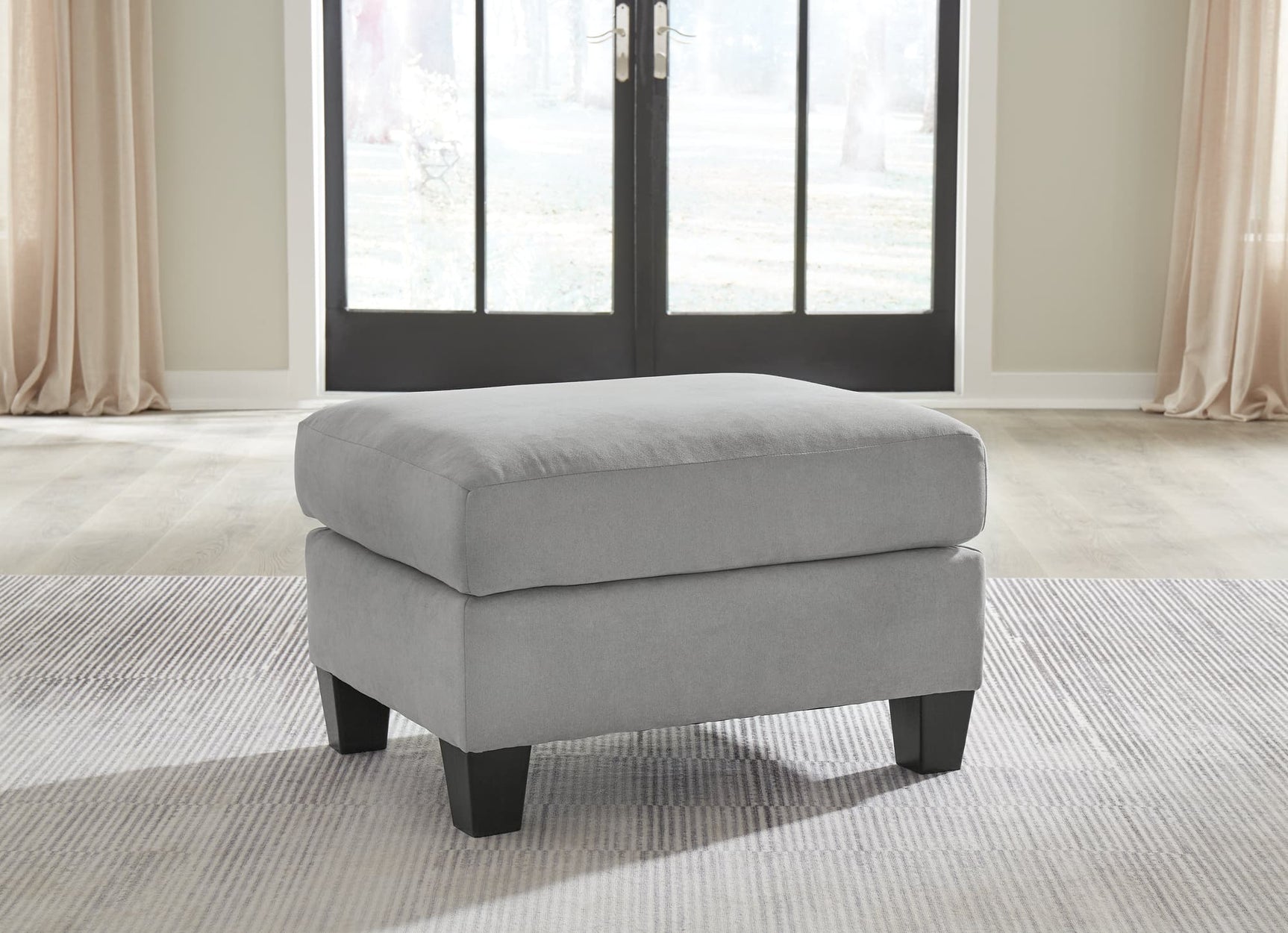 Adlai Shadow Chenille Ottoman front angled view