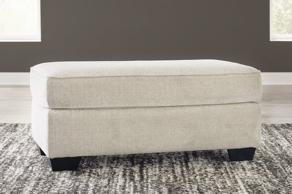 Heartcort Quartz chenille ottoman front view with exposed feet