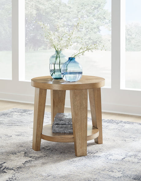Kristiland Light Brown End Table, front angle view