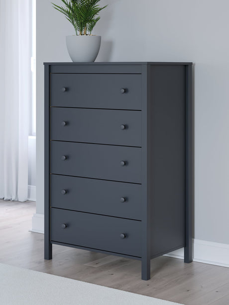 Simmenfort navy blue chest of drawers front view