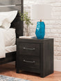 Hollivern Dark Gray Nightstand front and side angle
