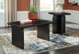 Mitchalli black coffee table angled view showing wood grain texture