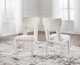 Chalanna white lacquered dining chair front angle