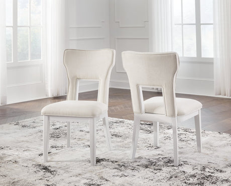 Chalanna white lacquered dining chair front angle