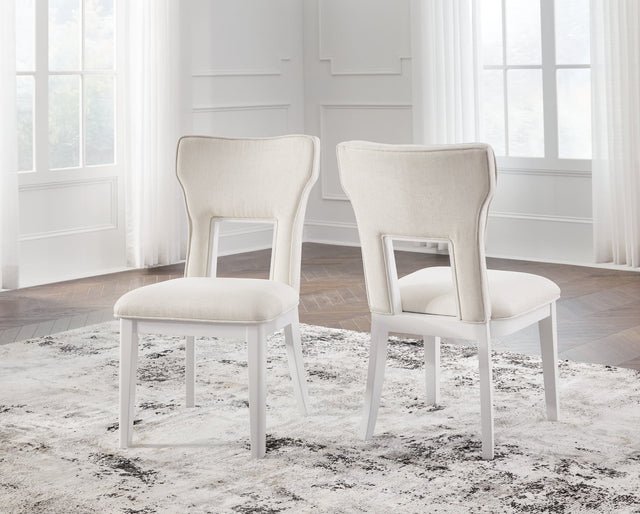Chalanna white lacquered dining chair front angle