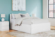 Onita White Queen Panel Platform Bed with 2 Side Storage Drawers front angle