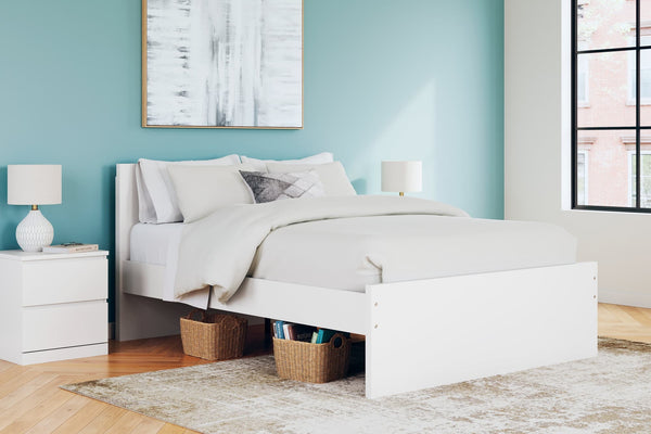 Onita White Queen Panel Platform Bed front angle