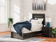 Hollivern Dark Gray Twin Panel Bed front angle view