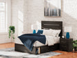 Hollivern dark gray full panel bed with storage, front angle