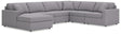 Modmax Granite 6-Piece Sectional sofa front view in granite fabric
