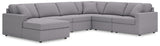 Modmax Granite 6-Piece Sectional sofa front view in granite fabric