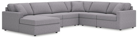 Modmax Granite 6-Piece Sectional sofa front view in granite fabric