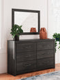 Hollivern Dark Gray dresser and mirror front view