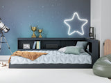 Simmenfort navy blue full bookcase storage bed front view