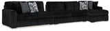 Midnight-Madness Onyx Velvet 3-Piece Sectional Sofa with Chaise main view