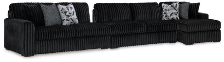 Midnight-Madness Onyx Velvet 3-Piece Sectional Sofa with Chaise main view