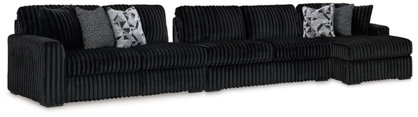 Midnight-Madness Onyx Velvet 3-Piece Sectional Sofa with Chaise main view