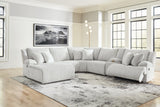 Top Tier Alloy Velvet 6-Piece Reclining Sectional with Chaise front view
