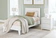 Hallityn White Twin Panel Platform Bed, front view