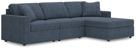 Front view of Modmax 3-piece sectional sofa with chaise in Ink performance fabric