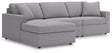 Front view of Modmax Granite gray performance fabric 3-piece sectional with chaise