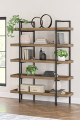 Montia 76-inch light brown contemporary bookcase front view