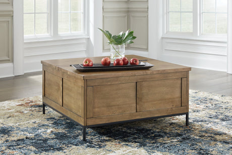 Torlanta medium brown lift-top coffee table, front angle