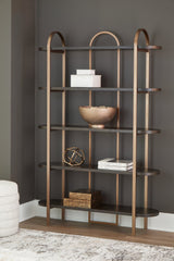 Brentmour Contemporary brown and gold finish bookcase front view