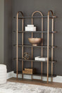 Brentmour Contemporary brown and gold finish bookcase front view