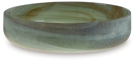 Bannington Sage Green Glass Bowl top view showing swirl pattern