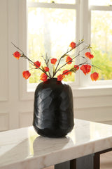 Ryanford Black Vase front view showing hand-carved facets