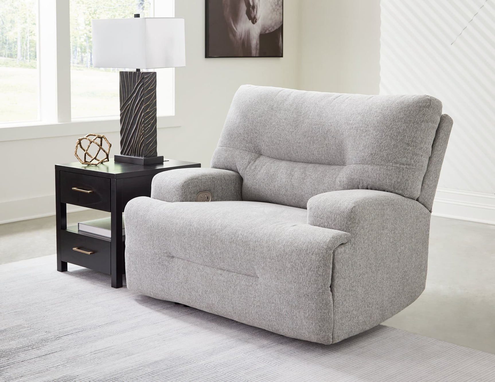 Acklen Place pewter oversized power recliner front view