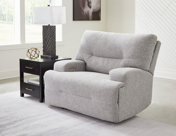 Acklen Place pewter oversized power recliner front view